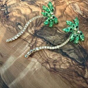 Green and Gold Palm Tree Earrings